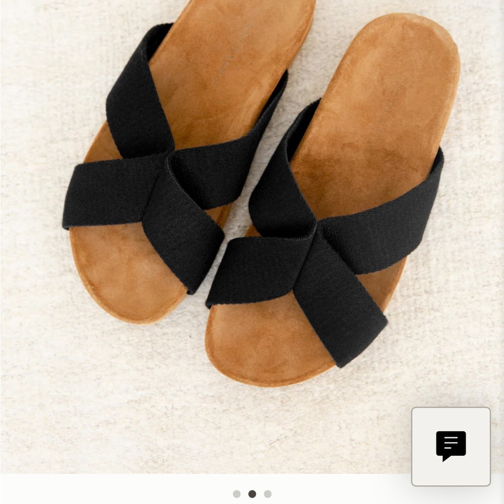 Jenni Kayne Black and Tan Cross-Strap Sandals